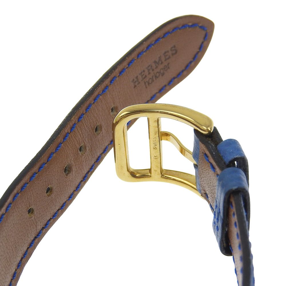  HERMES エルメス メドール 金メッキ×レザー 青 クオーツ アナログ表示 レディース 白文字盤 腕時計 その他 時計
