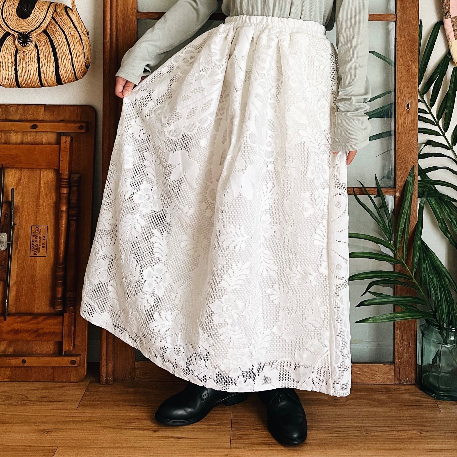 ヴィンテージ レース リメイク ロングスカートF m300