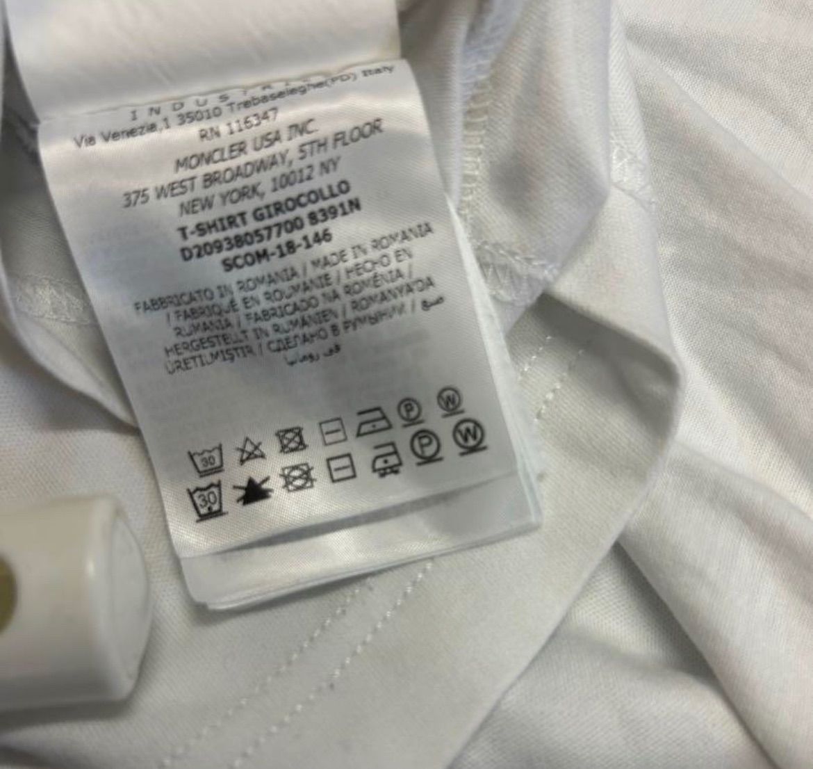 モンクレール切り替え半袖Tシャツ白Lワッペン