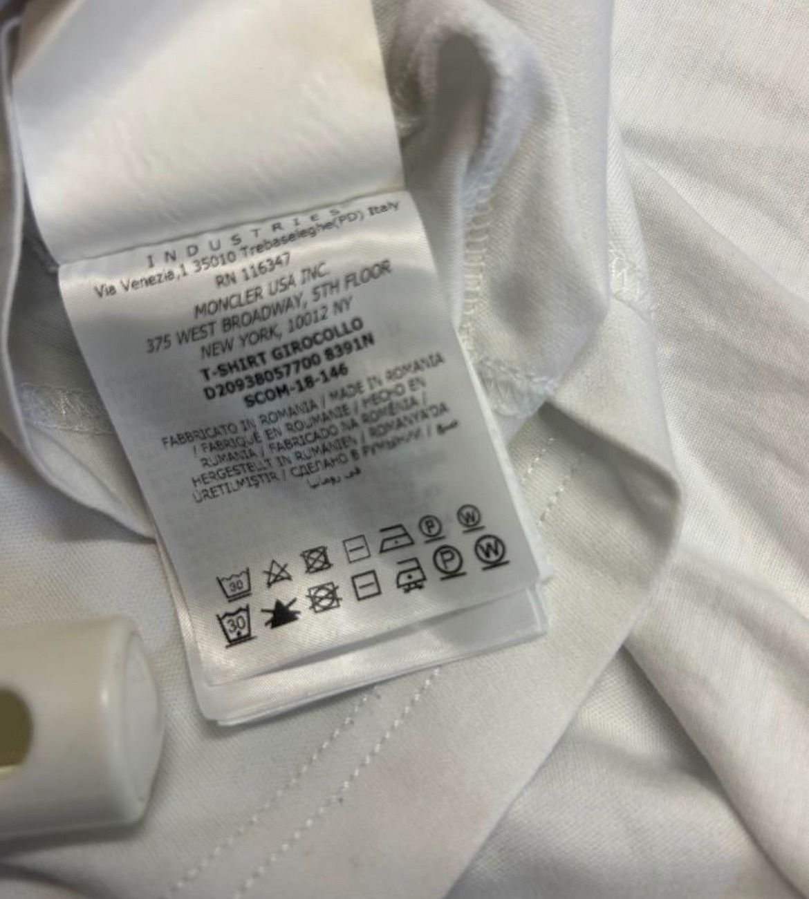 MONCLER モンクレール切り替え半袖Tシャツ白Lワッペン