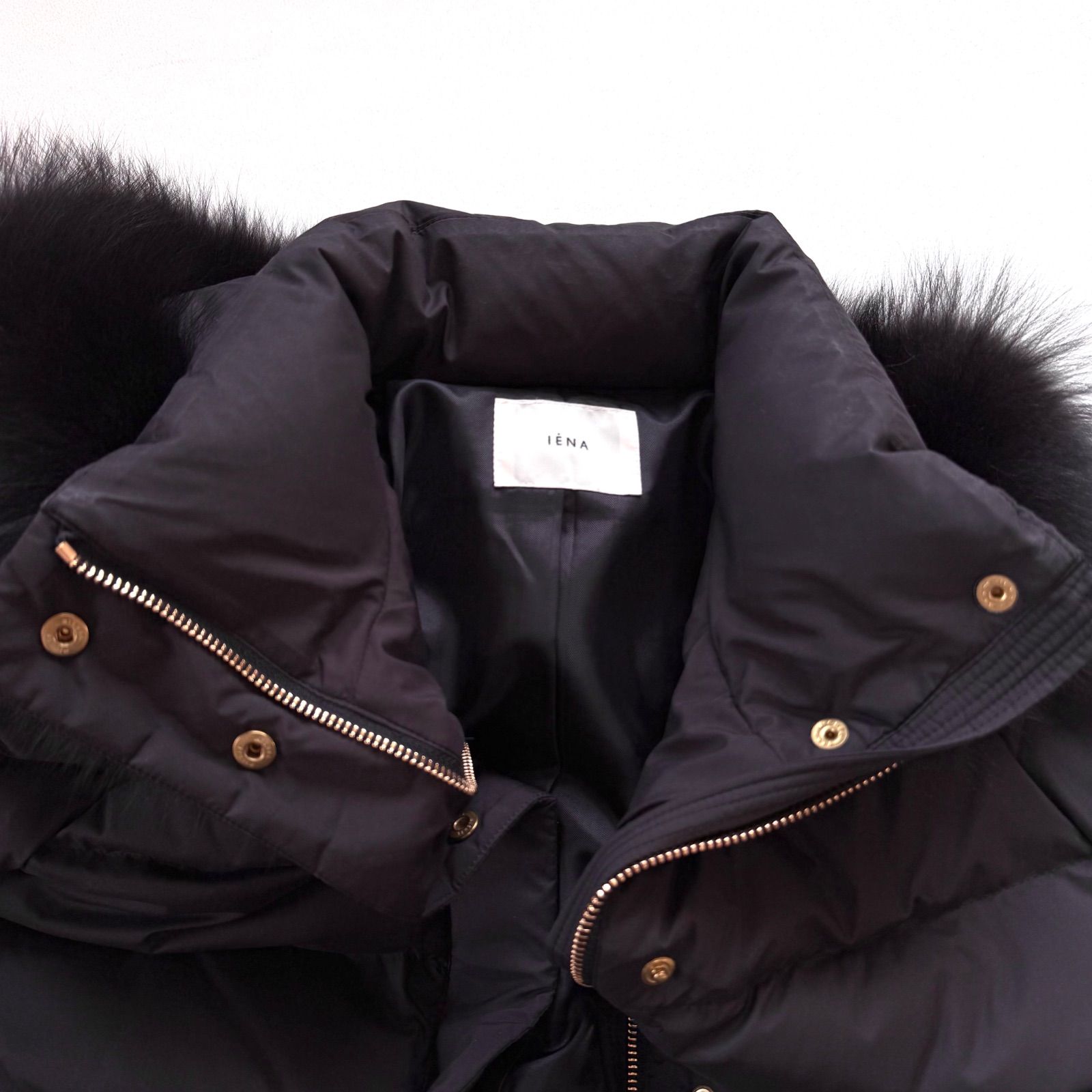 良品・名作・38✨イエナ タフタ ロング ダウンコート フォックスファー