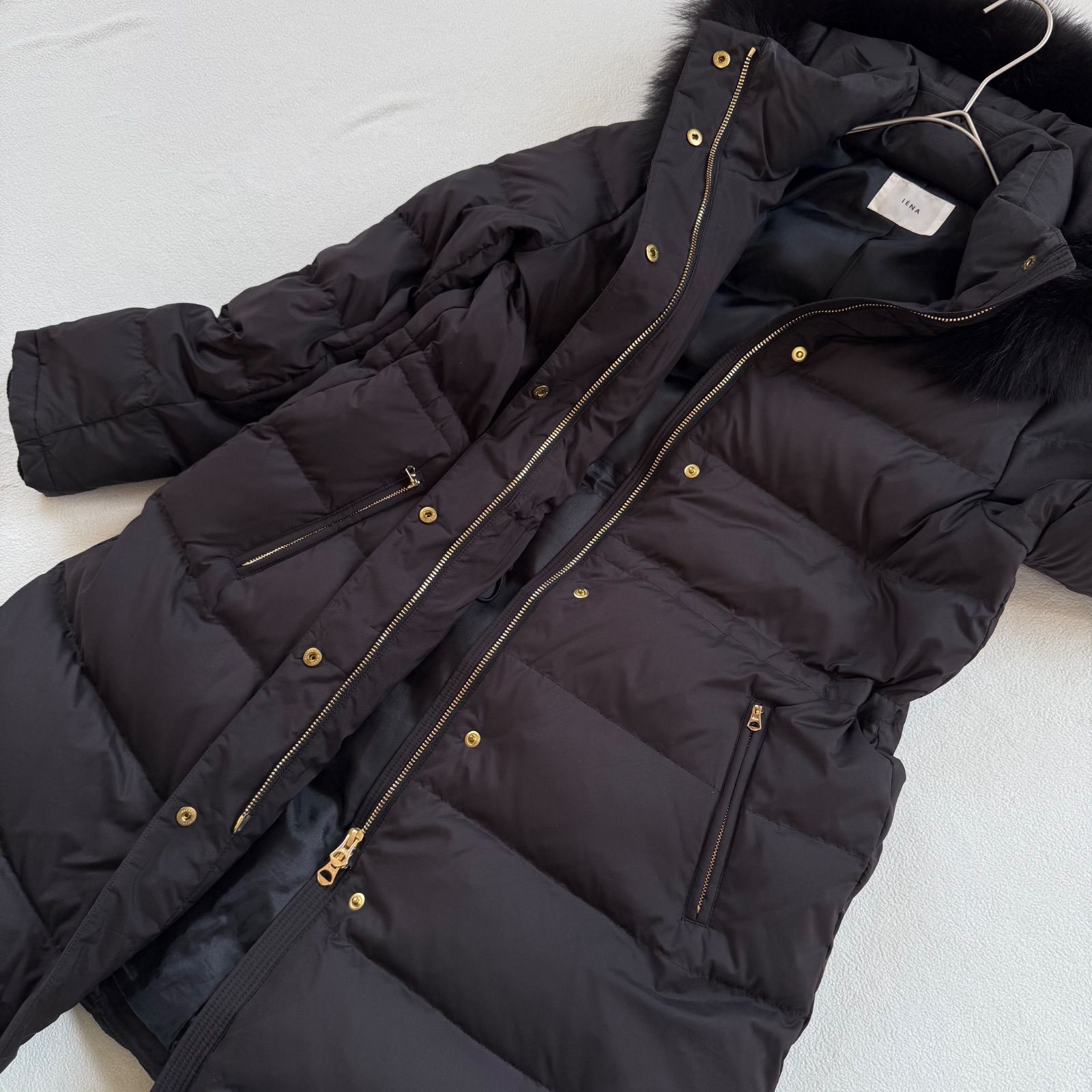 良品・名作・38✨イエナ タフタ ロング ダウンコート フォックスファー