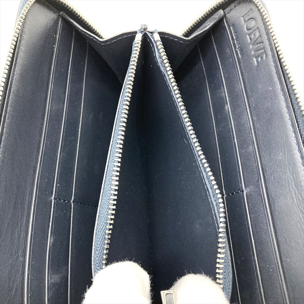 ロエベ LOEWE ジップアラウンド ウォレット 長財布 カーフ ネイビー