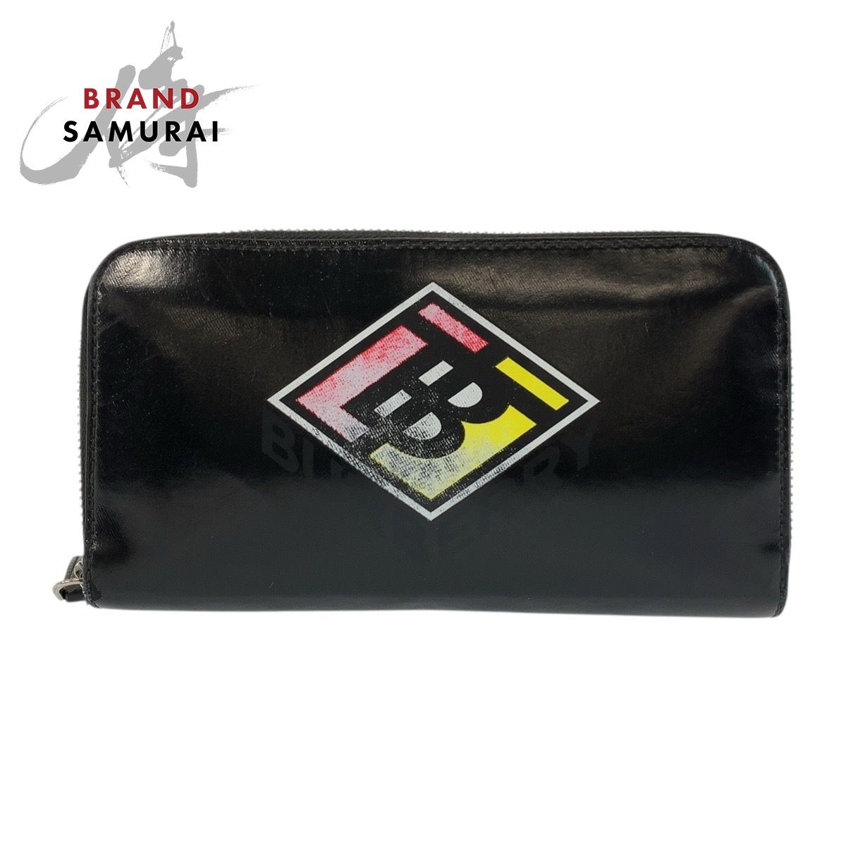 BURBERRY バーバリー ロゴ グラフィック ブラック 黒 シルバー金具 レザー 長財布 ロングウォレット メンズ 505747