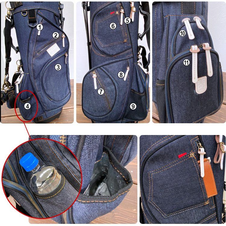 限定カラー ラヘラ ゴルフ L-510 デニム スタンド キャディバッグ