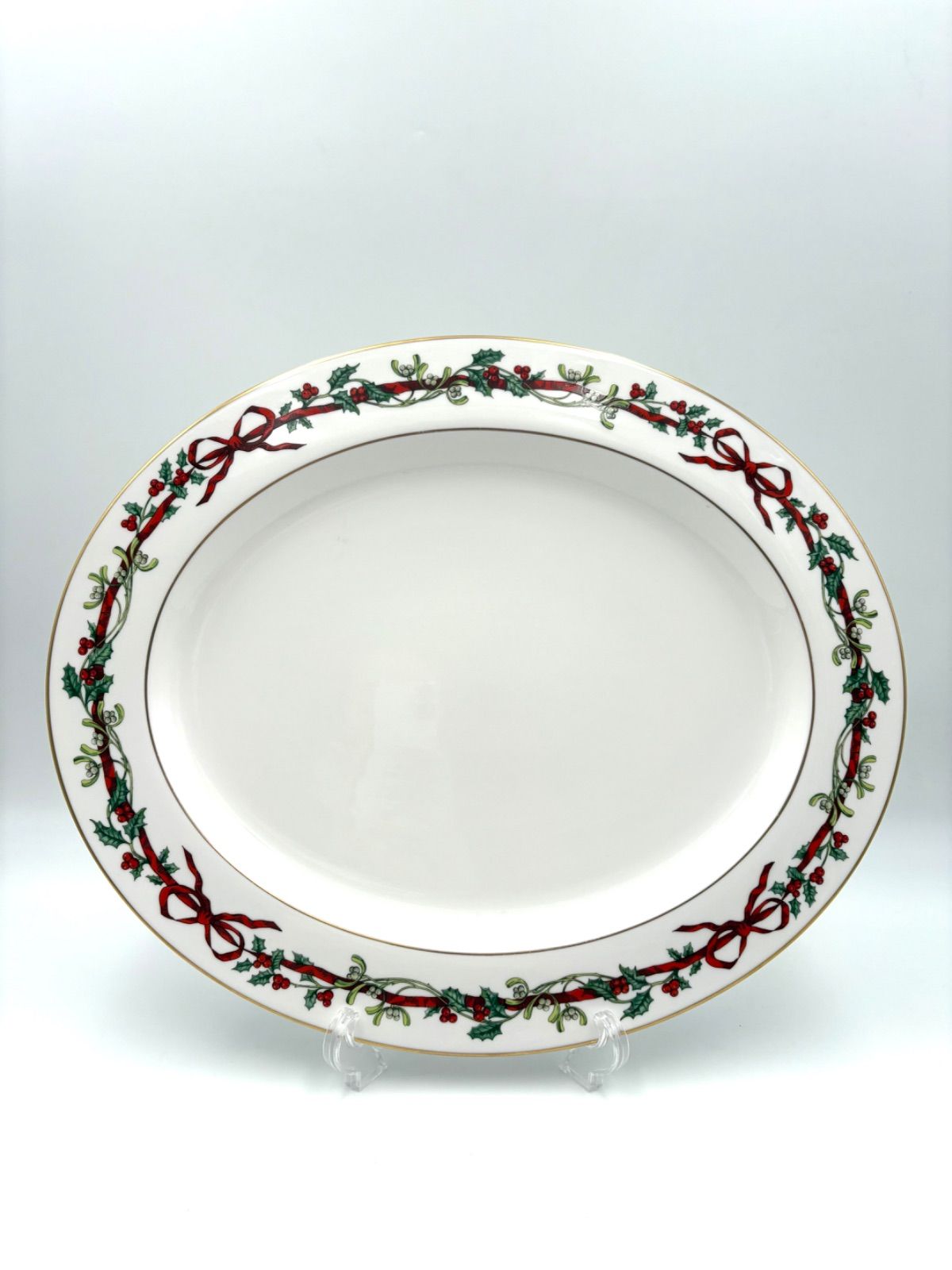 ROYAL WORCESTER HOLLY RIBBONS ロイヤルウースター ホリーリボン 39.5cm ケーキプレート オーバルプレート クリスマス 大皿