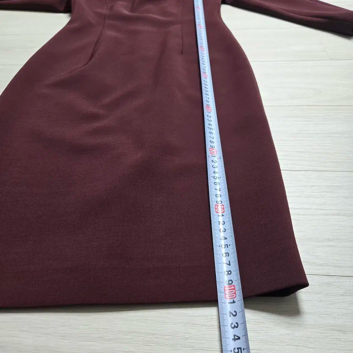  0997 itMICHAA ワイン色 長袖 ONE PIECE 長袖 七分袖 ひざ丈ワンピース