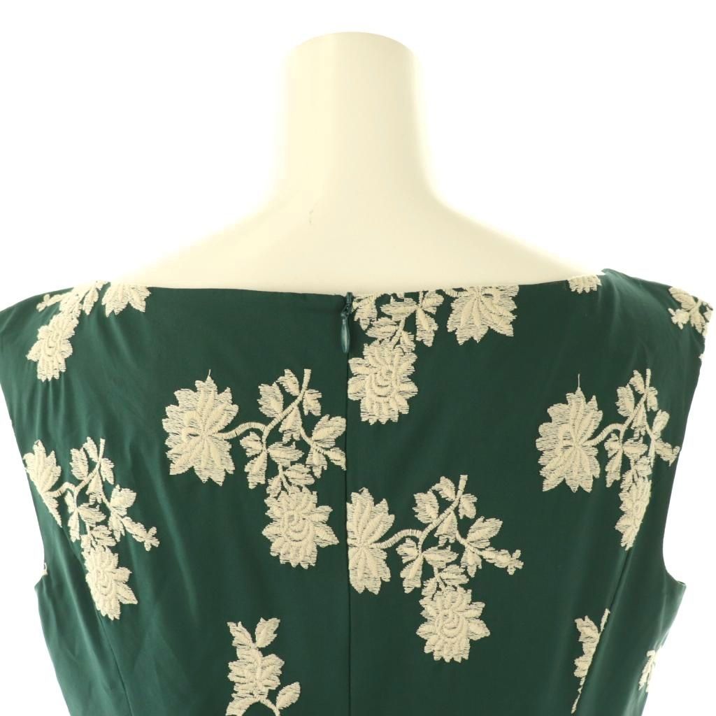 トッカ TOCCA 25周年記念 刺繍 ワンピース 膝丈 ノースリーブ 2 緑