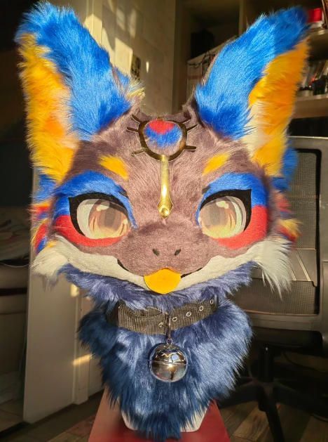 ファースーツ 着ぐるみセット NO 282 猫 紺色 ケモノ 全頭ヘッド ぬいぐるみ コスプレ コスチューム