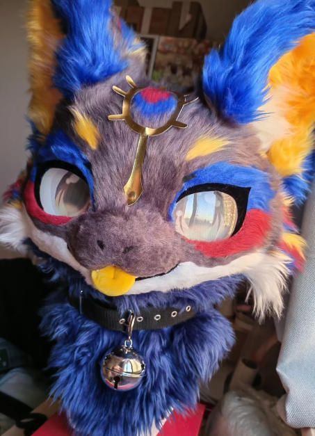 ファースーツ 着ぐるみセット NO.282 猫 紺色 ケモノ 全頭ヘッド ぬいぐるみ コスプレ コスチューム