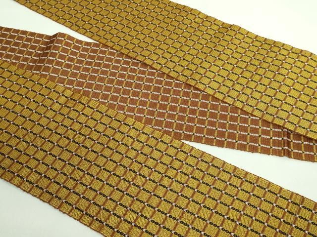  平和屋着物 上 本場黄八丈 紬 半幅帯 一重帯 格子 kh 5 半巾 半幅 小袋帯 帯