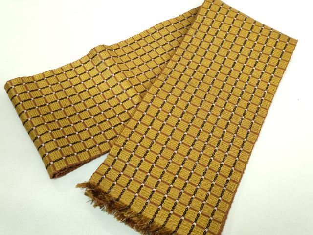 平和屋着物 上 本場黄八丈 紬 半幅帯 一重帯 格子 kh 5