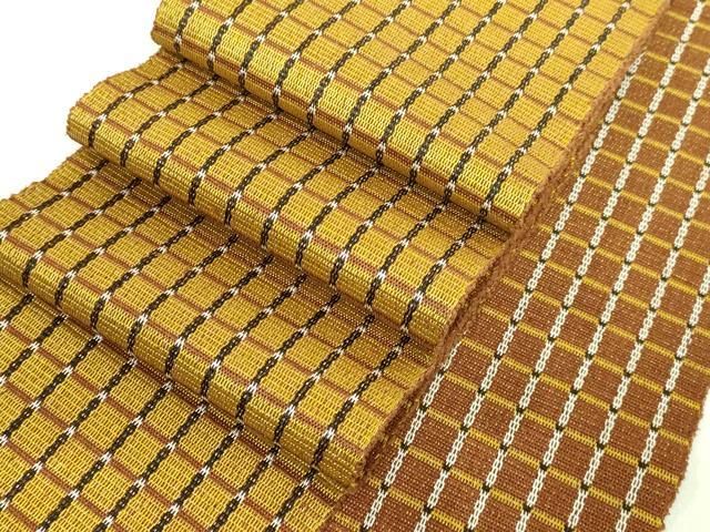 平和屋着物 上 本場黄八丈 紬 半幅帯 一重帯 格子 kh 5