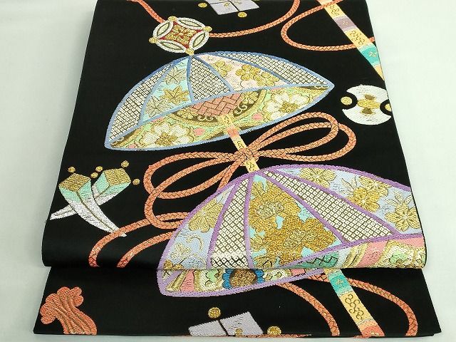 平和屋着物■極上　西陣最高峰・北尾織物匠　六通柄袋帯　唐織　錦繍吉祥綾文　黒地　金銀糸　逸品　DZAB0924kh5 平和屋着物□極上 西陣最高峰・北尾織物匠 六通柄袋帯 唐織 錦繍吉祥綾