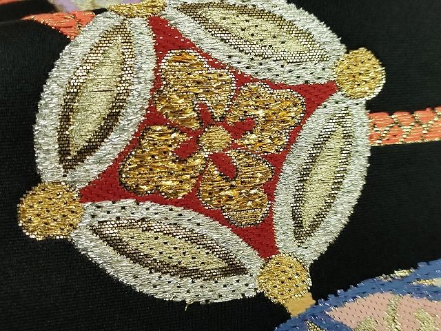 平和屋着物■極上　西陣最高峰・北尾織物匠　六通柄袋帯　唐織　錦繍吉祥綾文　黒地　金銀糸　逸品　DZAB0924kh5 平和屋着物□極上 西陣最高峰・北尾織物匠 六通柄袋帯 唐織 錦繍吉祥綾