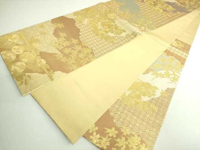 平和屋着物□極上 西陣 川島織物 六通柄 本袋帯 道長花文 金糸 逸品