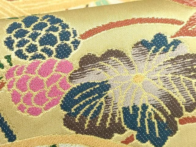  平和屋着物 上 西陣 白綾苑大庭 六通柄袋帯 花籠春秋文 金糸 証紙付き kh 5 袋帯 帯
