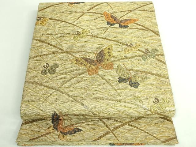 平和屋着物 上 創業280年 誉田屋源兵衛 六通柄袋帯 楼蘭織 舞蝶文 金銀糸 kh 5