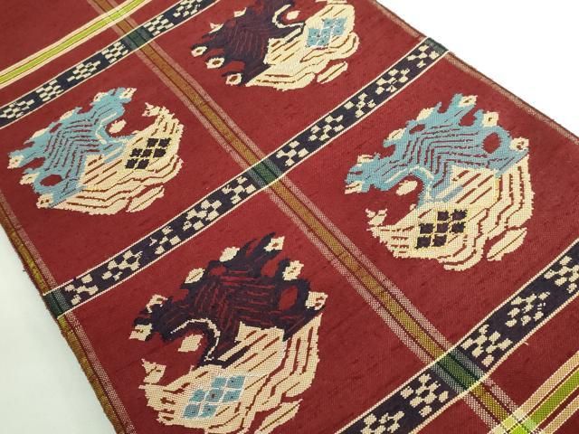 平和屋着物 最 龍村平蔵製 太鼓柄 本袋帯 甲比丹孔雀 金銀糸 kh 5