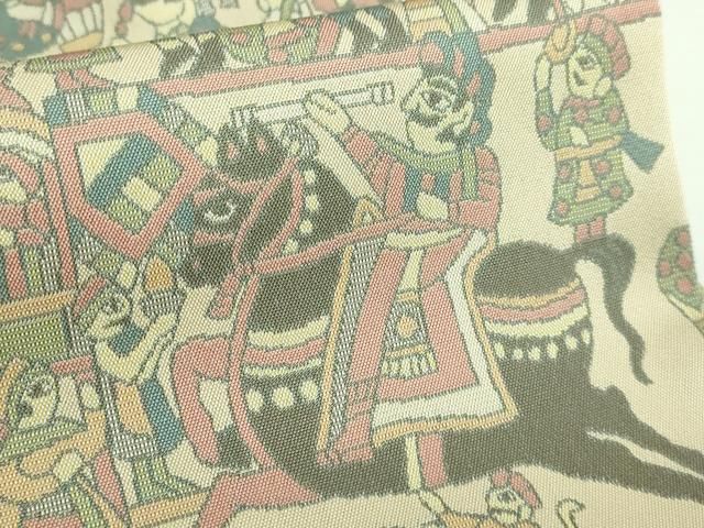 平和屋着物□極上 西陣 川島織物 九寸名古屋帯 唐織 花唐草 逸品