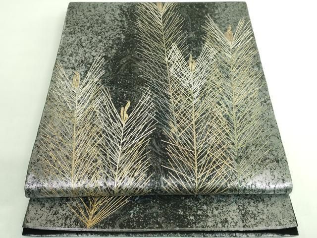 平和屋着物 上 金彩友禅 卓越技能者 名工 和田光正 太鼓柄袋帯 若松葉 金銀彩 kh 5