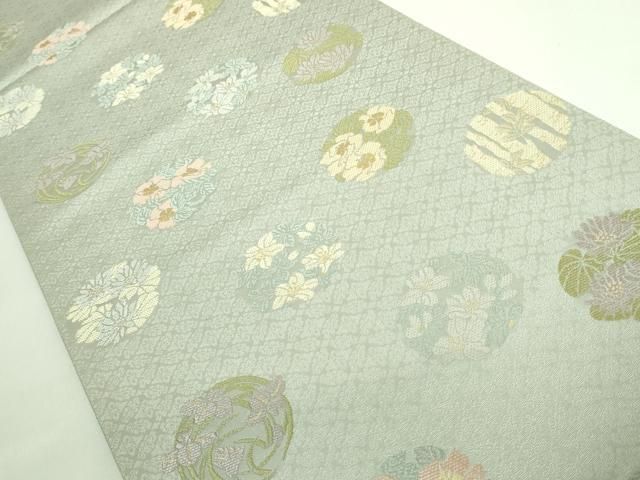 平和屋着物 上 西陣織 陰山織物謹製 箔屋清兵衛 六通柄袋帯 唐織 花丸文 草木染 本金箔 kh 5