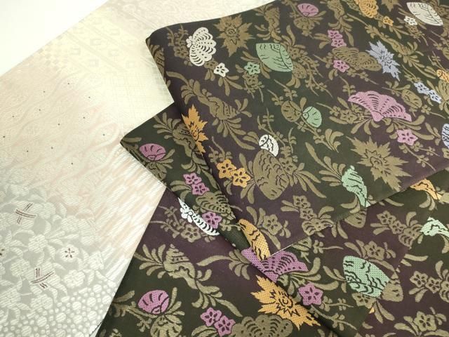  平和屋着物 上 京の名門 じゅらく謹製 帝王紫 両面 全通柄袋帯 貝花文 金糸 kh 5 袋帯 帯