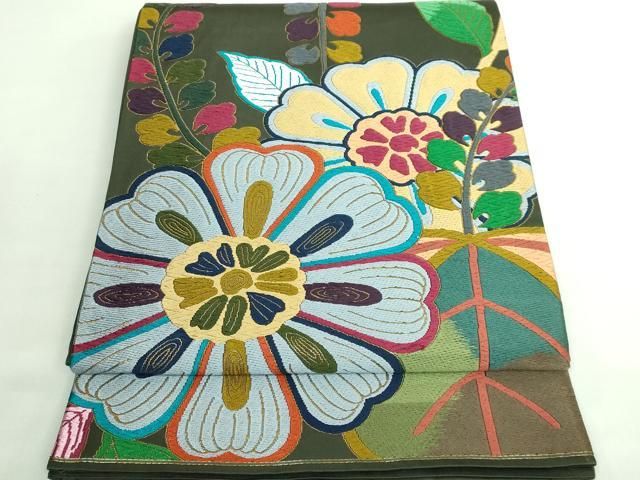 平和屋着物 上 西陣 白綾苑大庭 六通柄袋帯 唐織 舞花文 金糸 kh 5