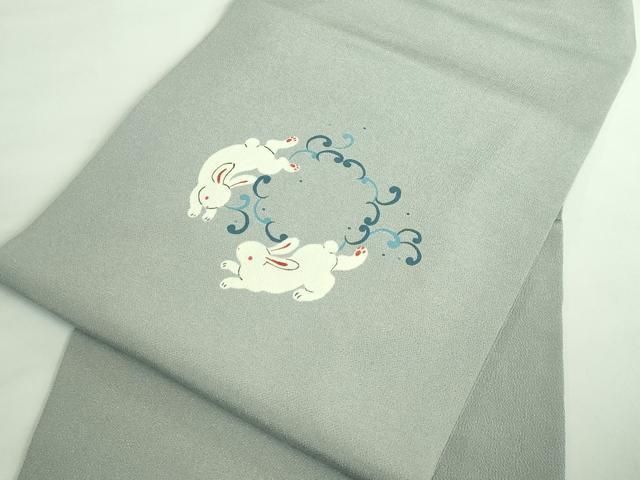 灰色地 鬼しぼ縮緬