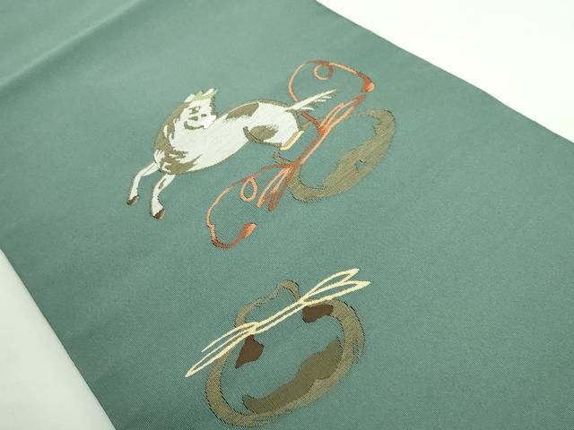 平和屋着物 上 爪掻き本綴れ 八寸名古屋帯 瓢箪 馬 革色地 kh 5