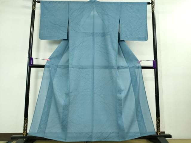 平和屋着物 上 夏物 色無地 紋紗 変わり絽 草葉地紋 露草色 kh 5