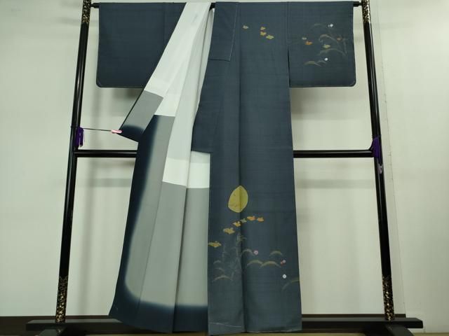 平和屋着物 上 十日町 名門青柳謹製 赤城紬 草木染 訪問着 手座繰り 満月 露芝 証紙付き kh 5