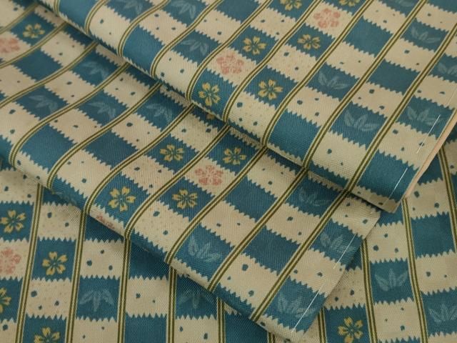 平和屋着物 上 小紋 市松 草花文 伊と幸 反端付き kh 5