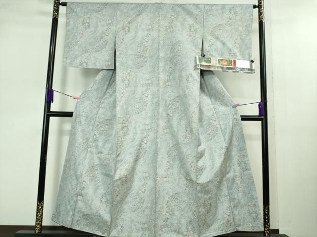 平和屋着物 上 都喜ヱ門 本場大島紬 藤白泥 染織唐草花 藤絹織物謹製 やまと誂製 証紙付き kh 5