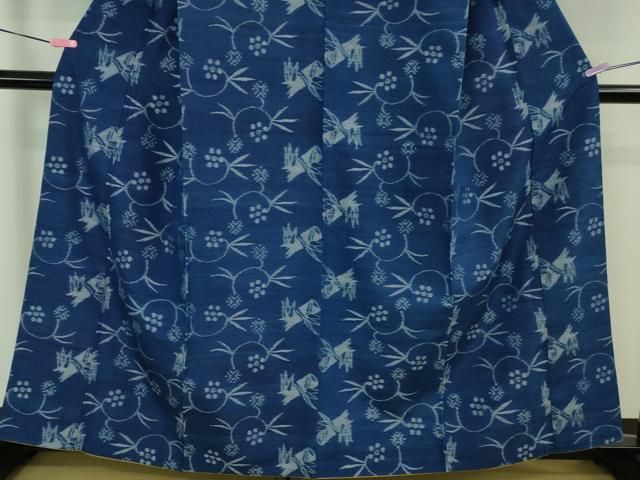  平和屋着物 上 五代目 諏訪好風 野の花染 紬 天然灰汁発酵建 正藍染 盛華古代絵絣 証紙付き kh 5 紬 着物