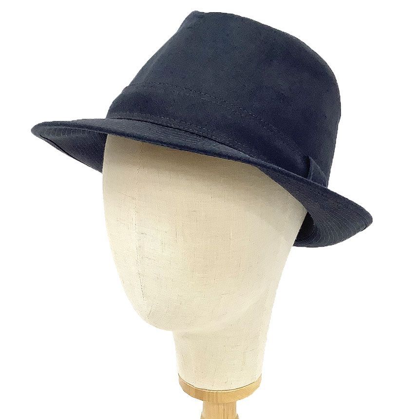 HERMES エルメス リネン 帽子 中折れハット 57サイズ ネイビー メンズ aq12092