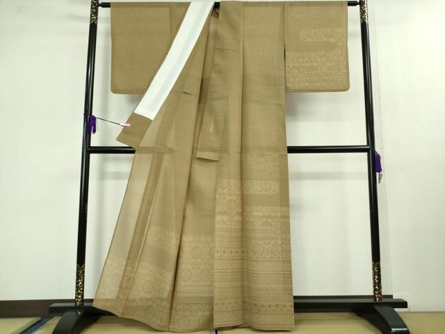 平和屋着物□極上 夏物 本塩沢 夏塩沢 エ霞花文 香染色地 逸品 DZAB1026kh5