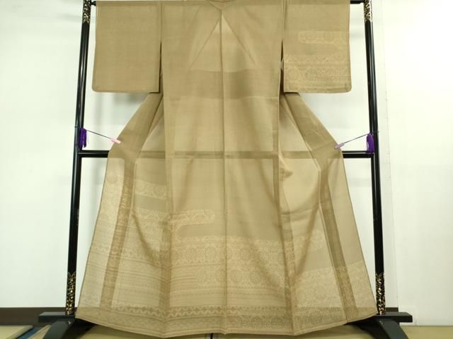 平和屋着物■極上　夏物　本塩沢　夏塩沢　エ霞花文　香染色地　逸品　DZAB1026kh5 平和屋着物□極上 夏物 本塩沢 夏塩沢 エ霞花文 香染色地 逸品 DZAB1026kh5