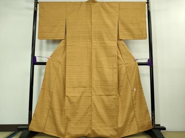 平和屋着物 上 人間国宝 芹沢圭介一番弟子 下平清人 紬 横縞 kh 5