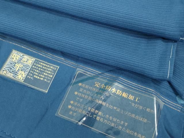 平和屋着物 上 夏物 色無地 絽 堅牢染 濃い深縹色 反端付き kh 5