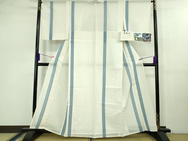 平和屋着物 夏物 島津上布 琉球藍 永長祐樹作 間道 証紙付き kh 5