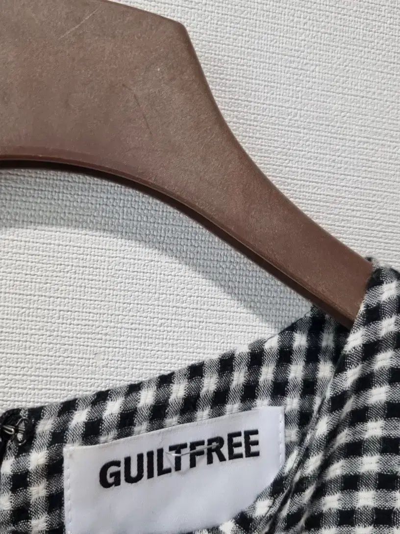  GUILT 길트프리 ギンガムチェック パフ ONE PIECE M 長袖 七分袖 ひざ丈ワンピース