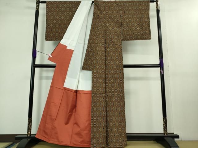 平和屋着物□極上 本場琉球絣 紬 反端付き 逸品 未使用 DZAB1110kh5