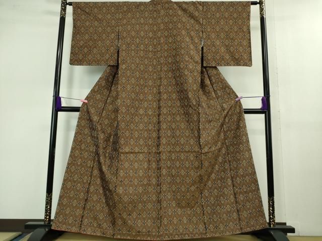 平和屋着物■極上　本場琉球絣　紬　反端付き　逸品　未使用　DZAB1110kh5 平和屋着物□極上 本場琉球絣 紬 反端付き 逸品 未使用 DZAB1110kh5