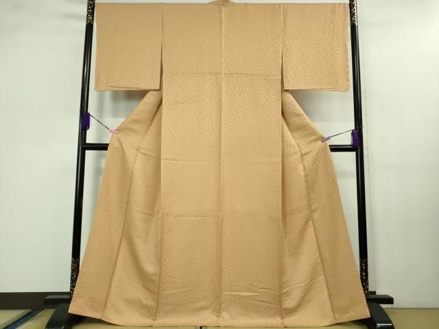 平和屋着物 上 色無地 お召地 桜地紋 洗柿色 kh 5