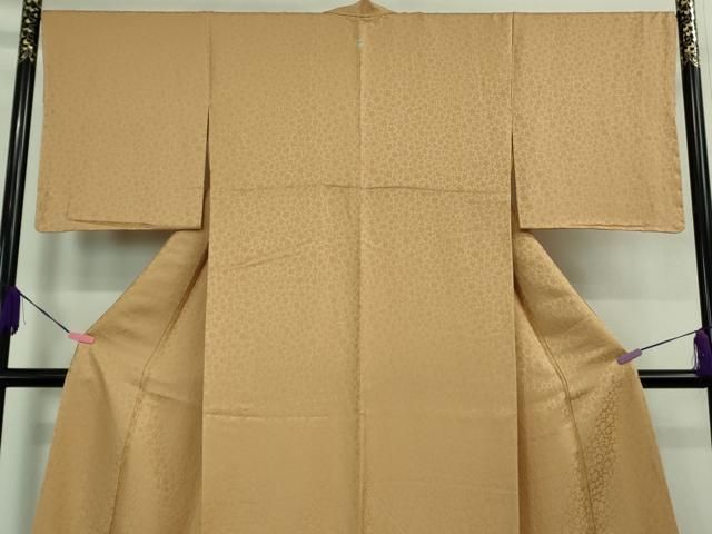  平和屋着物 上 色無地 お召地 桜地紋 洗柿色 kh 5 色無地 着物