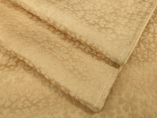 平和屋着物□極上 色無地 お召地 桜地紋 洗柿色 逸品 未使用