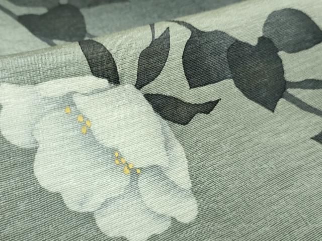 平和屋着物■極上　京都の名門ブランド　銀花仙　訪問着　枝椿　青褐色地　暈し染め　やまと誂製　逸品　DZAB1152kh5 平和屋着物□極上 京都の名門ブランド 銀花仙 訪問着 枝椿