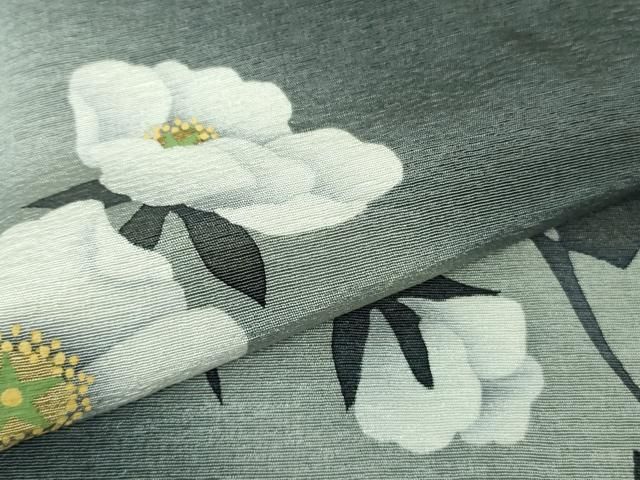 平和屋着物■極上　京都の名門ブランド　銀花仙　訪問着　枝椿　青褐色地　暈し染め　やまと誂製　逸品　DZAB1152kh5 平和屋着物□極上 京都の名門ブランド 銀花仙 訪問着 枝椿