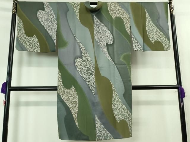 平和屋着物 上 道中着 ロング丈 型染 舞蝶花文 kh 5